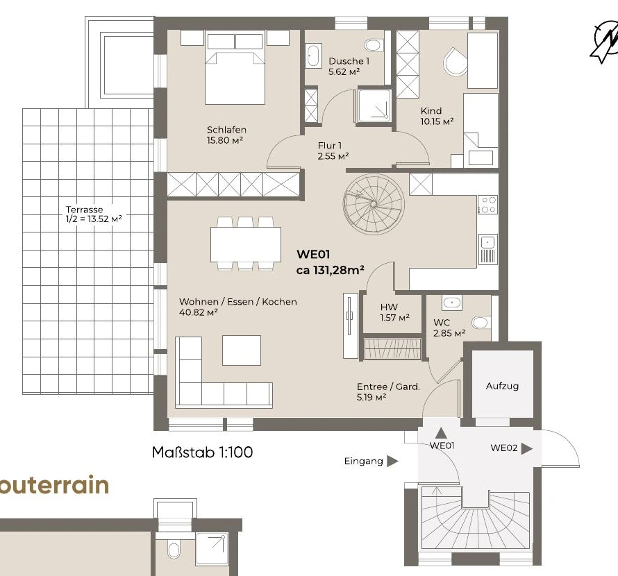 WE1 · Erdgeschoss & Souterrain